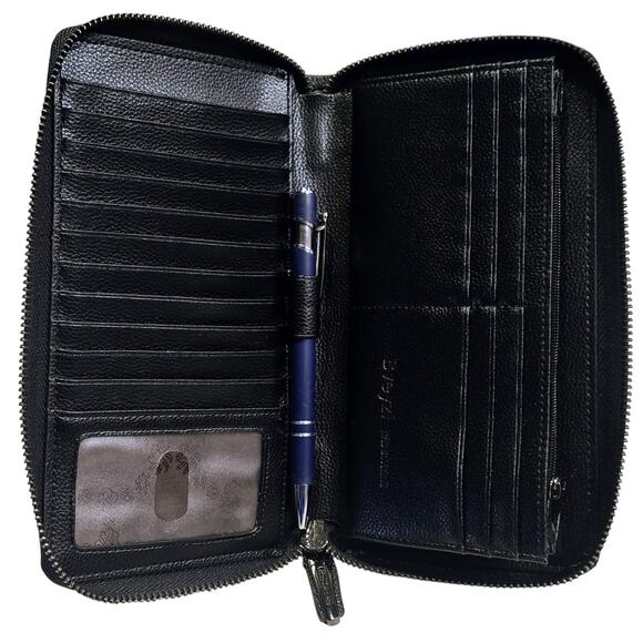 Bveyzi (Amazon) Women RFID Blocking  Leather Zip-Around Wallet Lots of Pockets - Picture 2 of 5